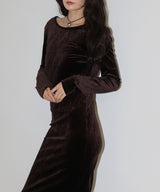 ベロアバックオープンワンピース