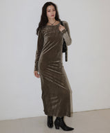 ベロアバックオープンワンピース