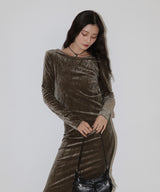 ベロアバックオープンワンピース