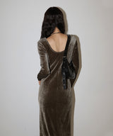 ベロアバックオープンワンピース