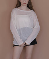 バックプリント2WAYワンショルシアーTシャツ