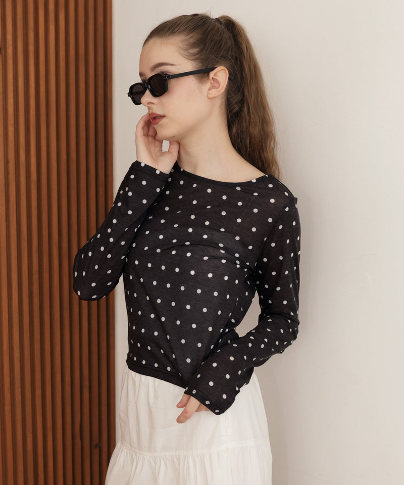 ドット柄ロングシアーTシャツ – Mili