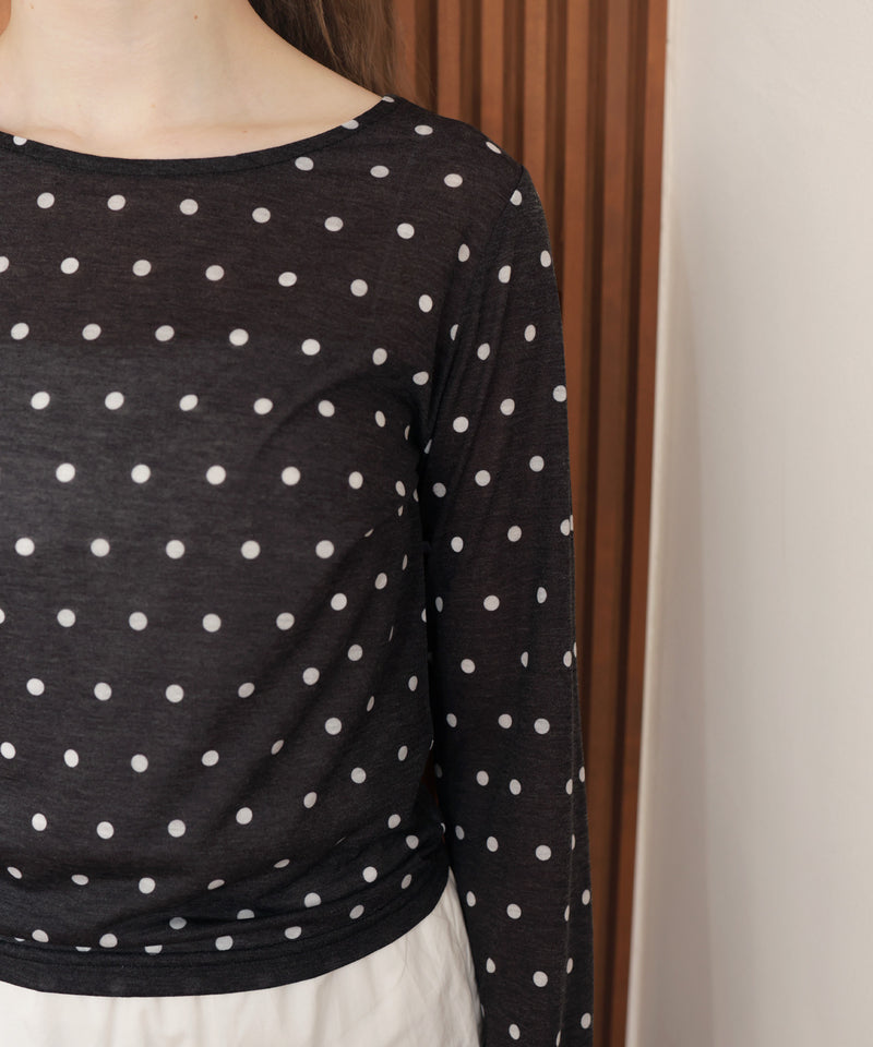 ドット柄ロングシアーTシャツ – Mili