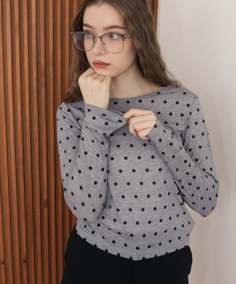 ドット柄ロングシアーTシャツ – Mili