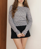 【一部予約商品】ドット柄ロングシアーTシャツ