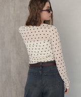 【一部予約商品】ドット柄ロングシアーTシャツ