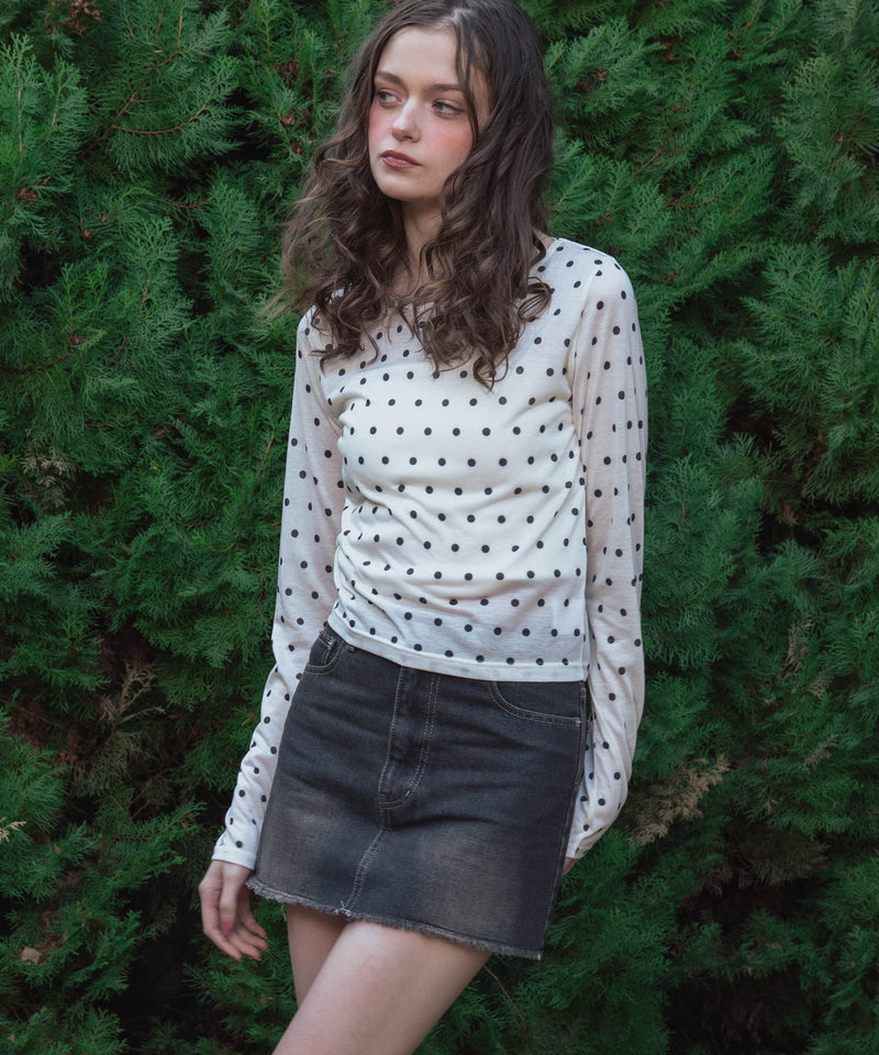 ドット柄ロングシアーTシャツ – Mili