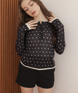 ヘンリーネックレイヤード配色シアーロンT