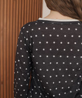 ヘンリーネックレイヤード配色シアーロンT