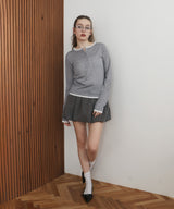 ヘンリーネックレイヤード配色シアーロンT