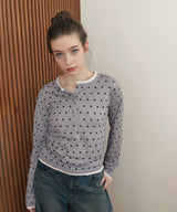 ヘンリーネックレイヤード配色シアーロンT