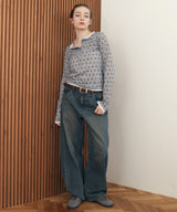 ヘンリーネックレイヤード配色シアーロンT