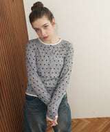 ヘンリーネックレイヤード配色シアーロンT