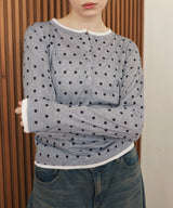 ヘンリーネックレイヤード配色シアーロンT