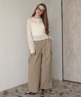 ヘンリーネックレイヤード配色シアーロンT