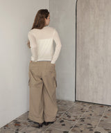 ヘンリーネックレイヤード配色シアーロンT