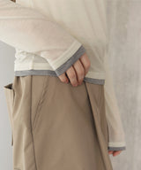 ヘンリーネックレイヤード配色シアーロンT