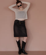 ショート丈シアークルーネックロンT