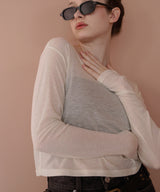 ショート丈シアークルーネックロンT