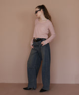 ショート丈シアークルーネックロンT