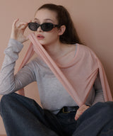 ショート丈シアークルーネックロンT