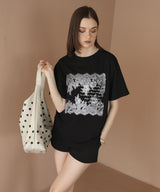 レースプリントロゴTシャツ