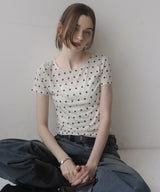 【一部予約商品】ドット柄半袖Tシャツ