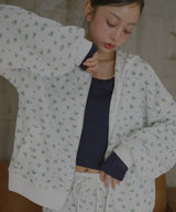 ワッフル花柄ダブルジップパーカー