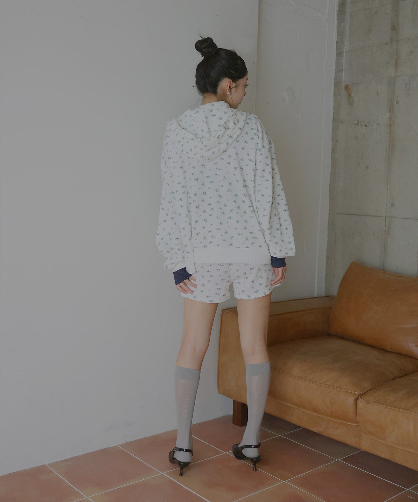 ワッフル花柄ダブルジップパーカー – Mili