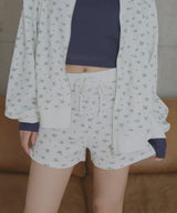 ワッフル花柄ショートパンツ
