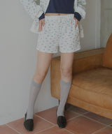 ワッフル花柄ショートパンツ