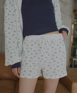 ワッフル花柄ショートパンツ