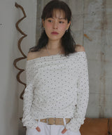 ドットドレープオフショルTシャツ
