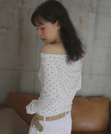 ドットドレープオフショルTシャツ