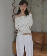ドットドレープオフショルTシャツ