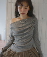 ドットドレープオフショルTシャツ