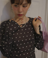 ドット柄ロングシアーTシャツ