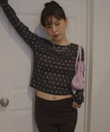 ドット柄ロングシアーTシャツ