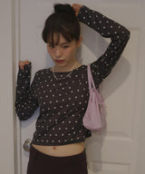 ドット柄ロングシアーTシャツ