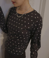 ドット柄ロングシアーTシャツ