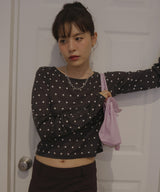 ドット柄ロングシアーTシャツ