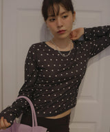 ドット柄ロングシアーTシャツ
