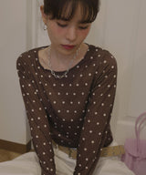 ドット柄ロングシアーTシャツ