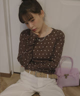 ドット柄ロングシアーTシャツ