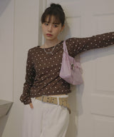 ドット柄ロングシアーTシャツ