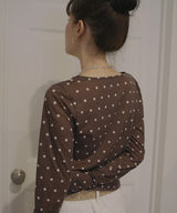 ドット柄ロングシアーTシャツ