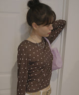 ドット柄ロングシアーTシャツ