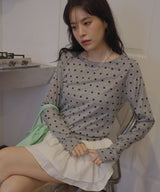 ドット柄ロングシアーTシャツ