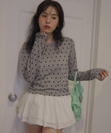 ドット柄ロングシアーTシャツ