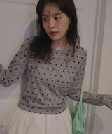 ドット柄ロングシアーTシャツ